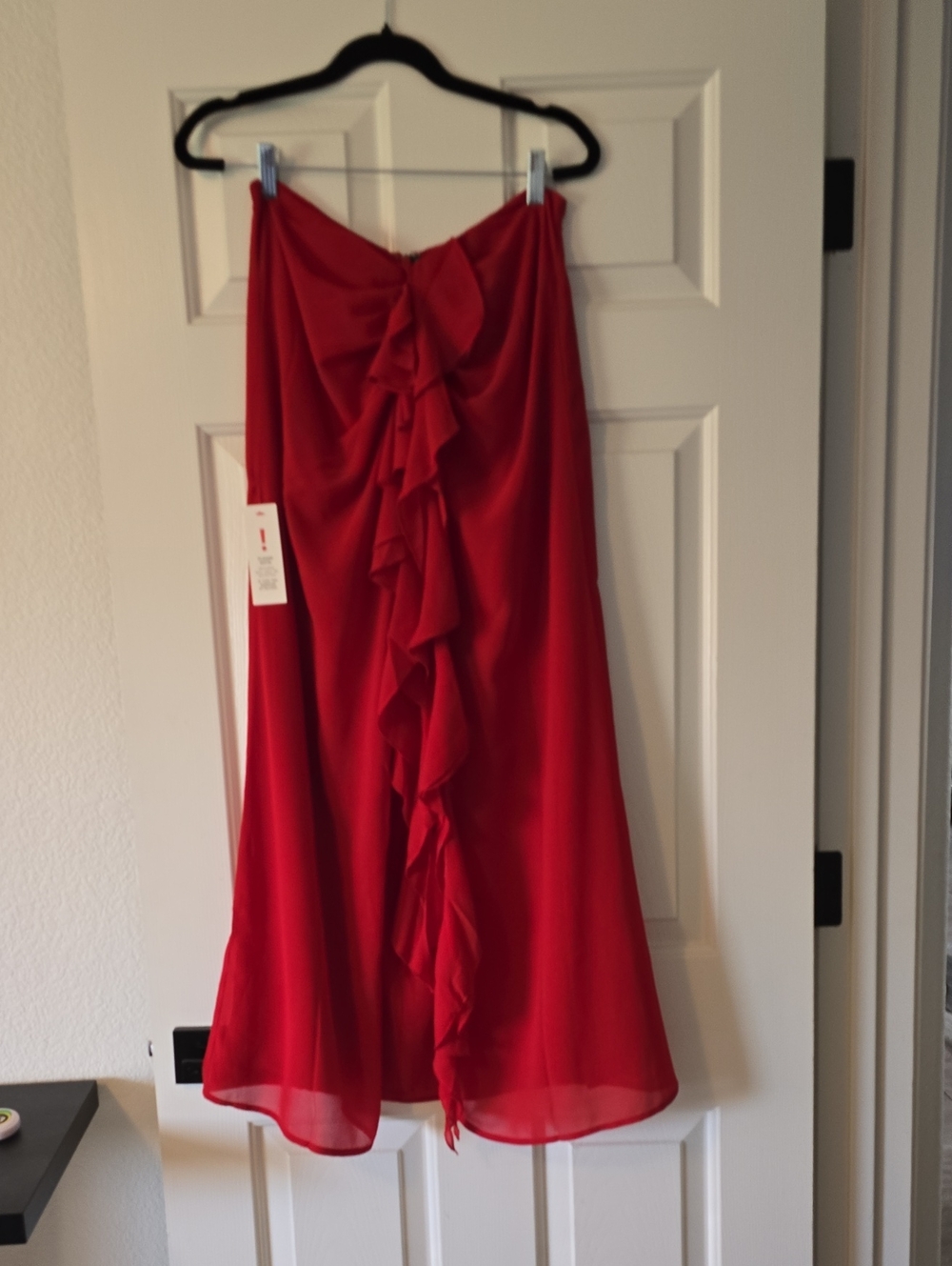 Bardot Red Ruffle-Front A-Line Skirt - Picture 2 of 8